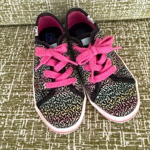 Keds toddler sz 10 Multicolor cheetah Velcro Sneakers Pink Laces brace friendly